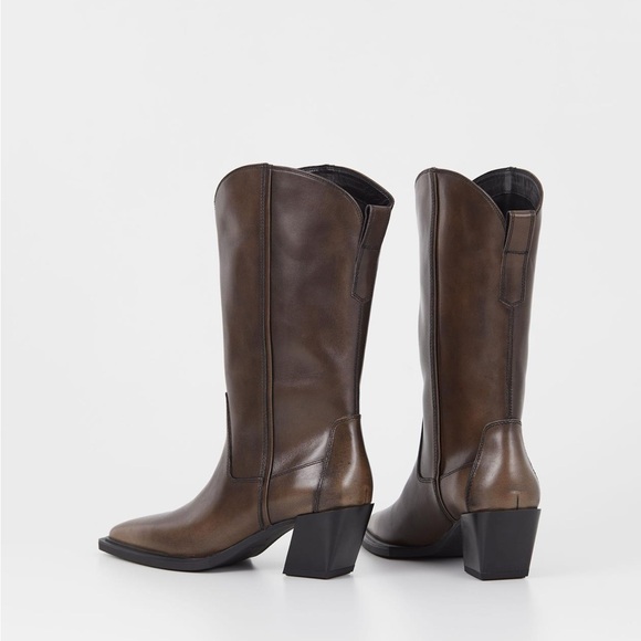 Vagabond Alina Tall Boots in Brown Brush-off Leather Sz 38 - Picture 2 of 14